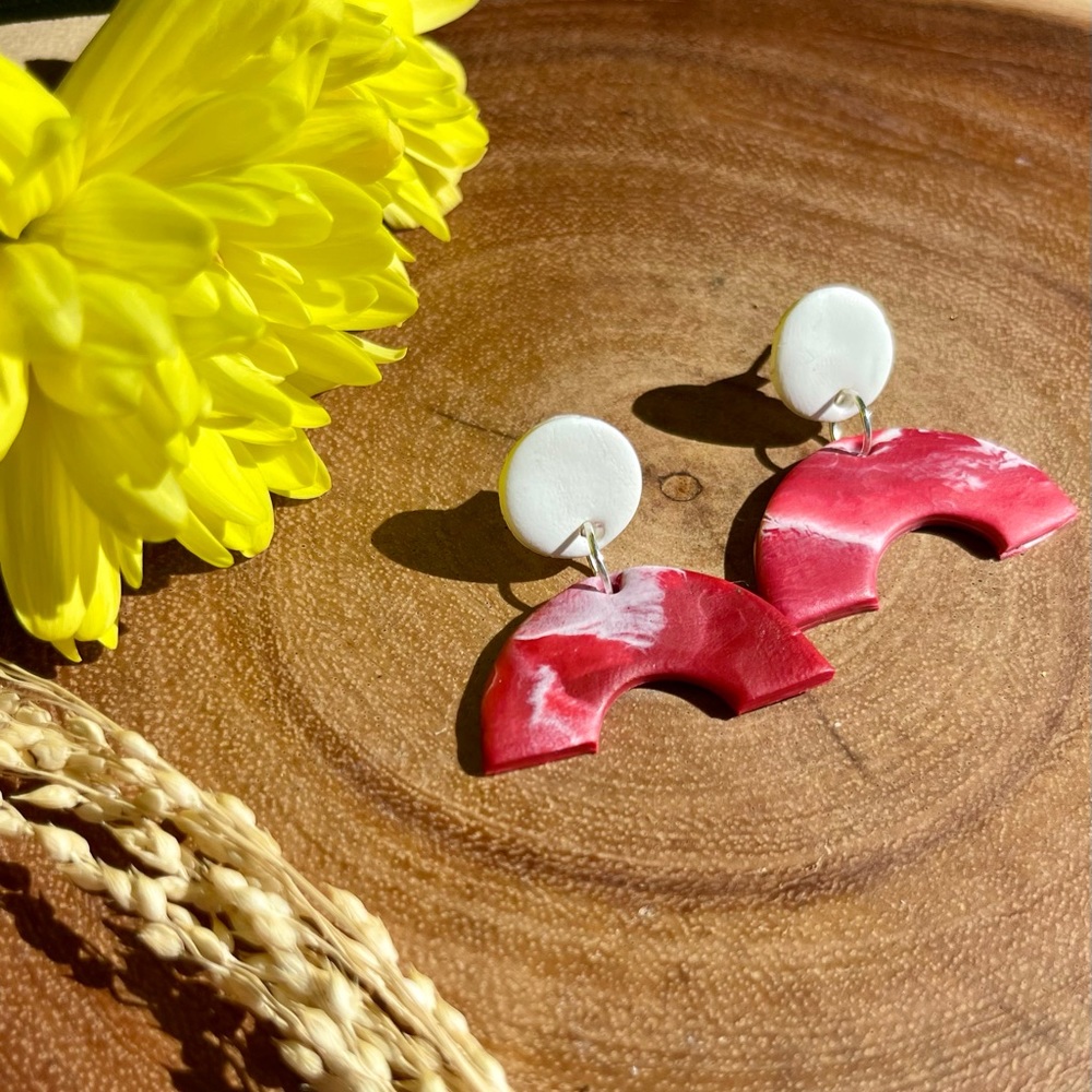 Red and White Earrings